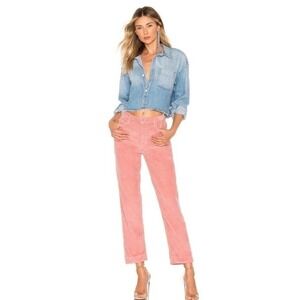 GRLFRND Womens Helena Corduroy Pants Pink Solid Y2K Cotton Size 25